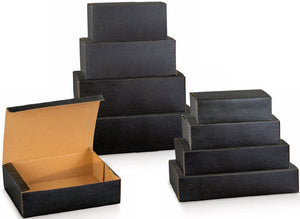 BOITE SETA NERO, scatola in cartone naturale, finitura effetto seta molto robusta, adatta per l'asporto