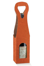 Bag New Scatola per una bottiglia in cartoncino rinforzato goffrato motivo Terra di un bellissimo colore arancio caldo