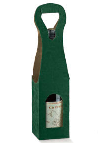 Bag New Scatola per una bottiglia in cartoncino rinforzato goffrato motivo Seta Verde