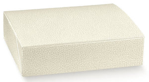 BOITE PELLE BIANCO, scatola in cartone naturale, finitura effetto pelle molto robusta, adatta per l'asporto